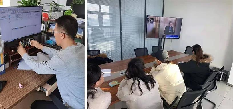 各分支機構組織人員觀看線上直播會議 各分支機構組織人員觀看線上直播會議